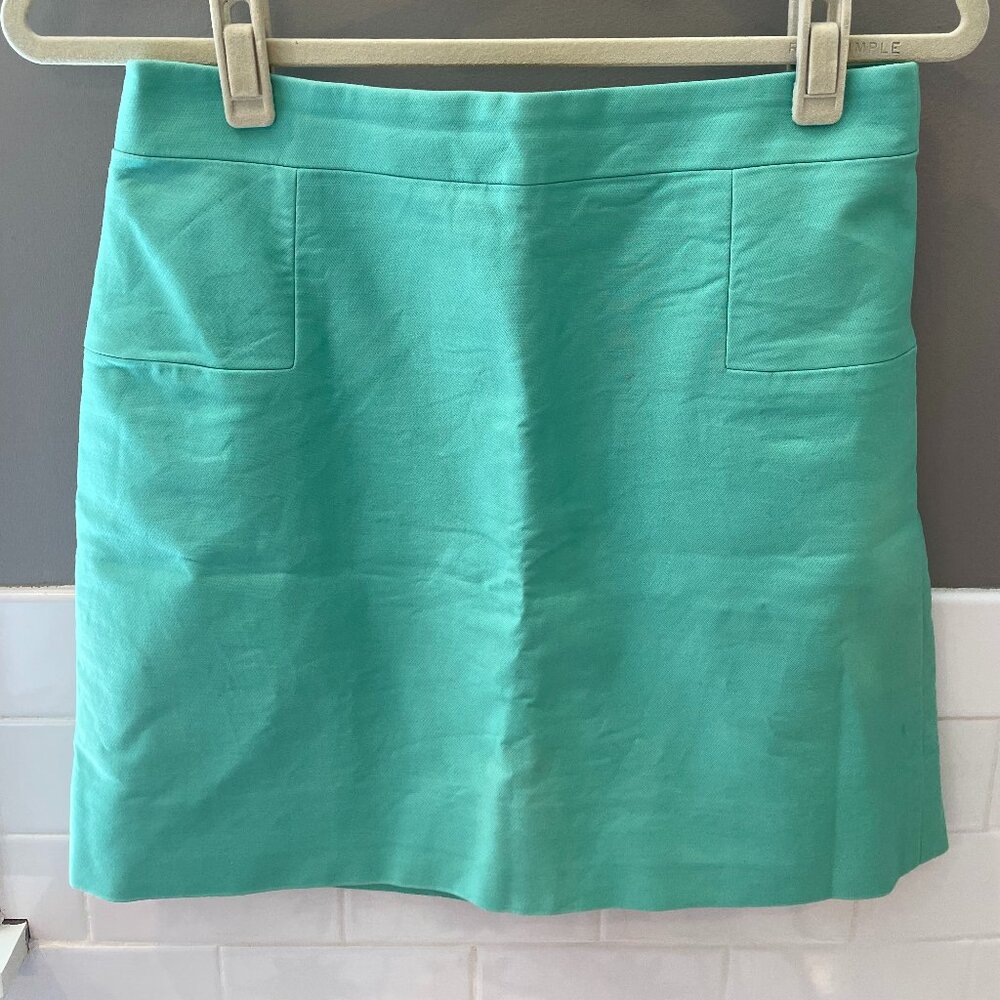J. Crew Stretch Cotton A-Line Miniskirt Mint Green | 6